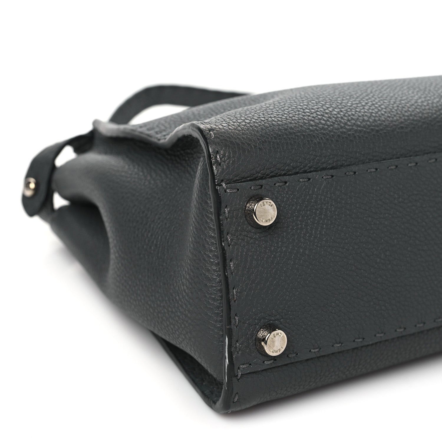 Fendi Cuoio Romano Selleria Bi-Color Medium Peekaboo Iconic Satchel Asfalto Latte 9 of 10