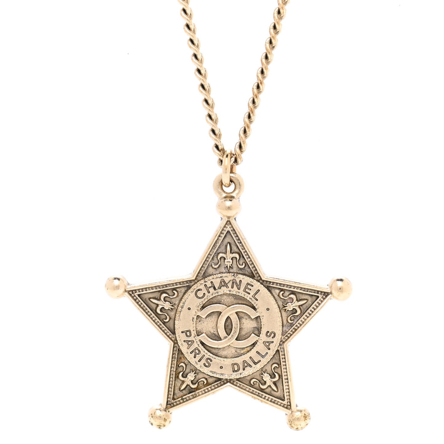 Metal Paris Dallas CC Star Pendant Necklace Gold