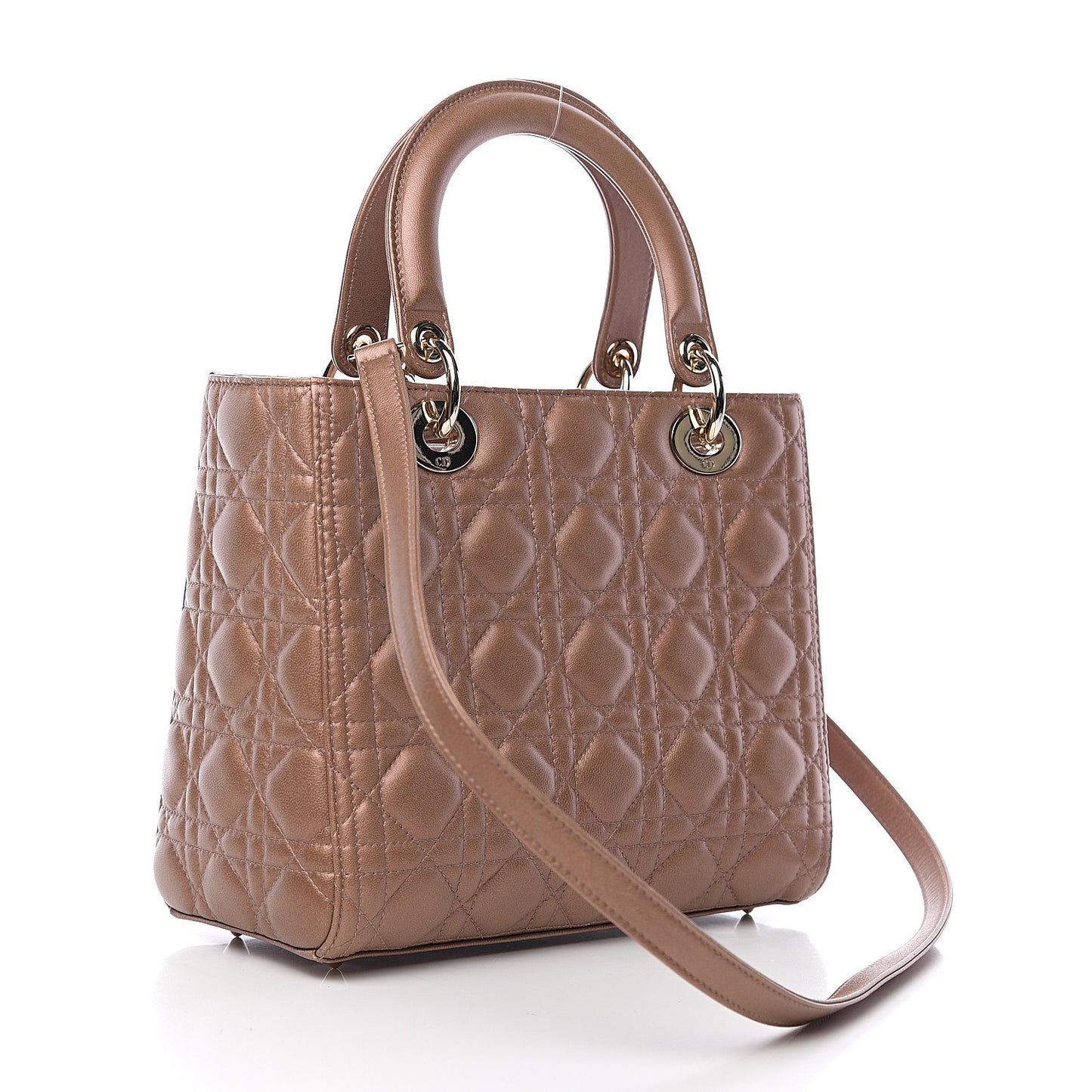 Pearly Lambskin Cannage Medium Lady Dior Quartz