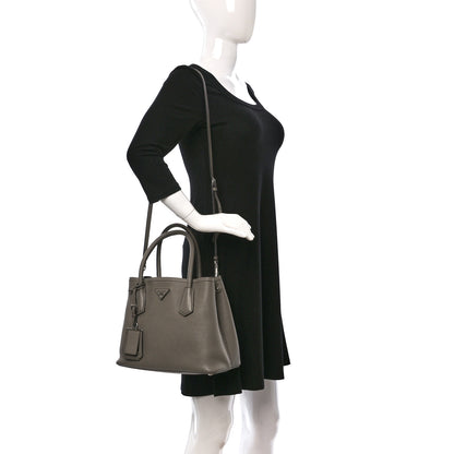 Prada Vitello Daino Small Double Bag Argilla Black 2 of 8
