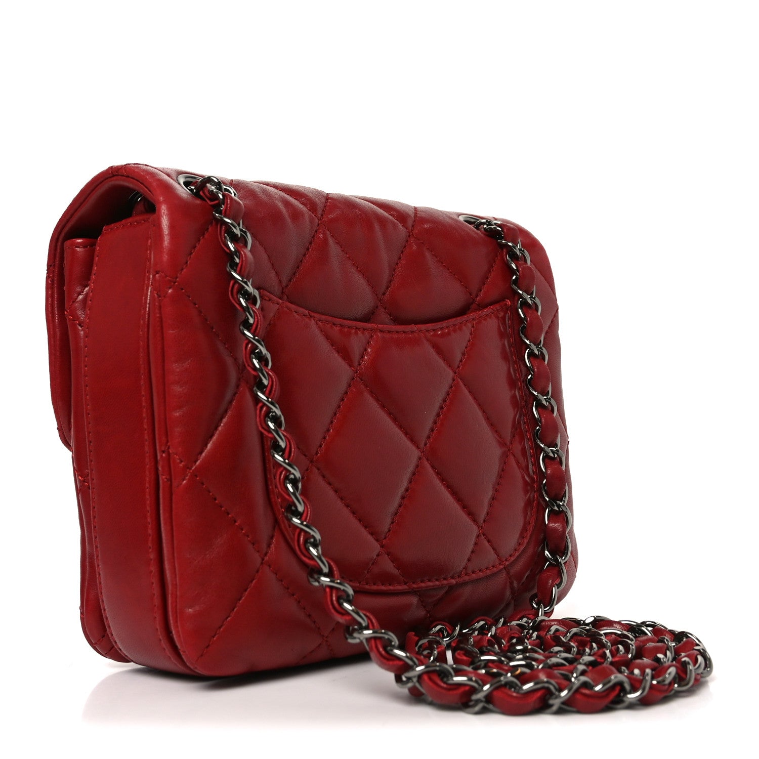 Chanel Lambskin Quilted Mini Chanel 3 Flap Red 3 of 10