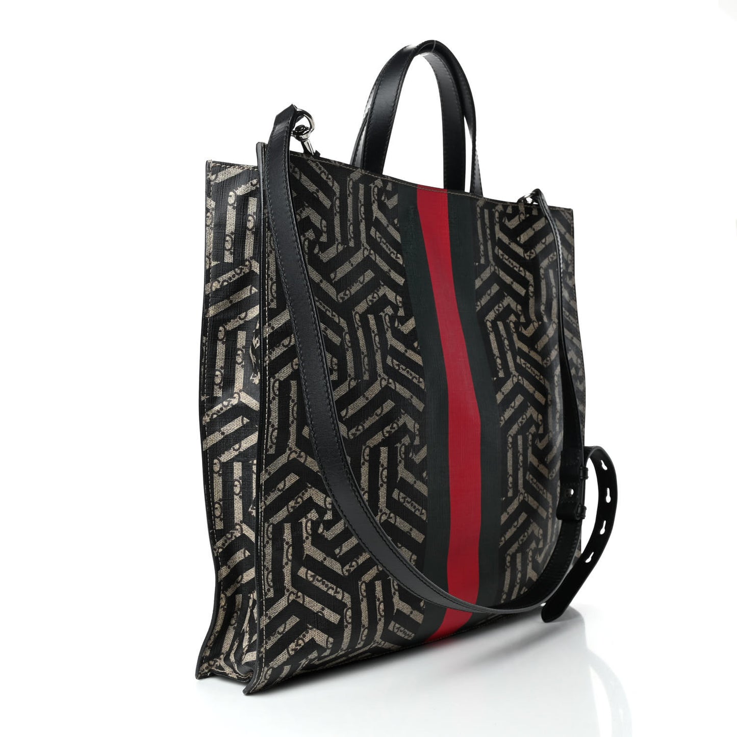 GG Supreme Monogram Caleido Web Vertical Tote Black