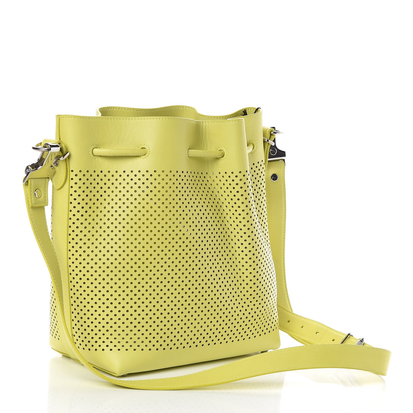 Calfskin Perforated Medium Bucket Bag Sulphur
