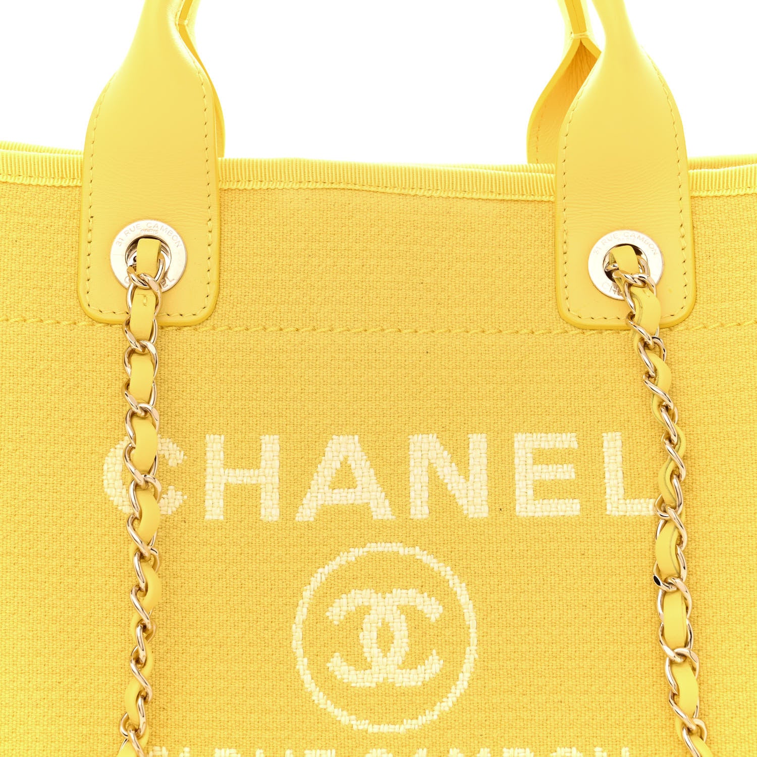 Chanel Mixed Fibers Small Deauville Tote Yellow 8 of 11