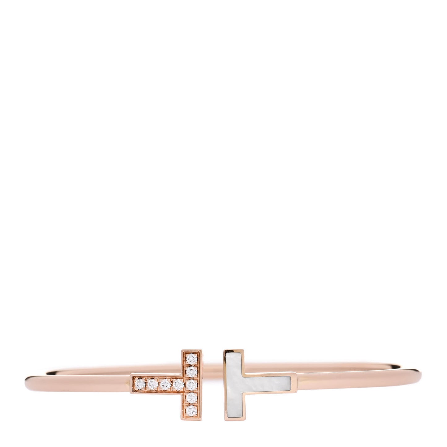 18K Rose Gold Diamond Mother of Pearl T Wire Bracelet