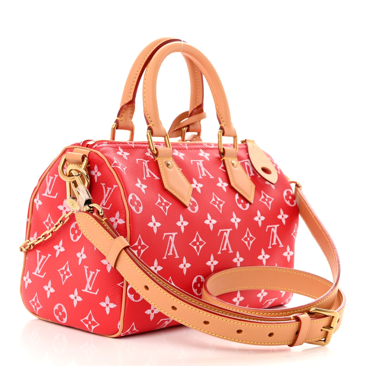 Soft Calfskin Monogram Speedy P9 Bandouliere 25 Red