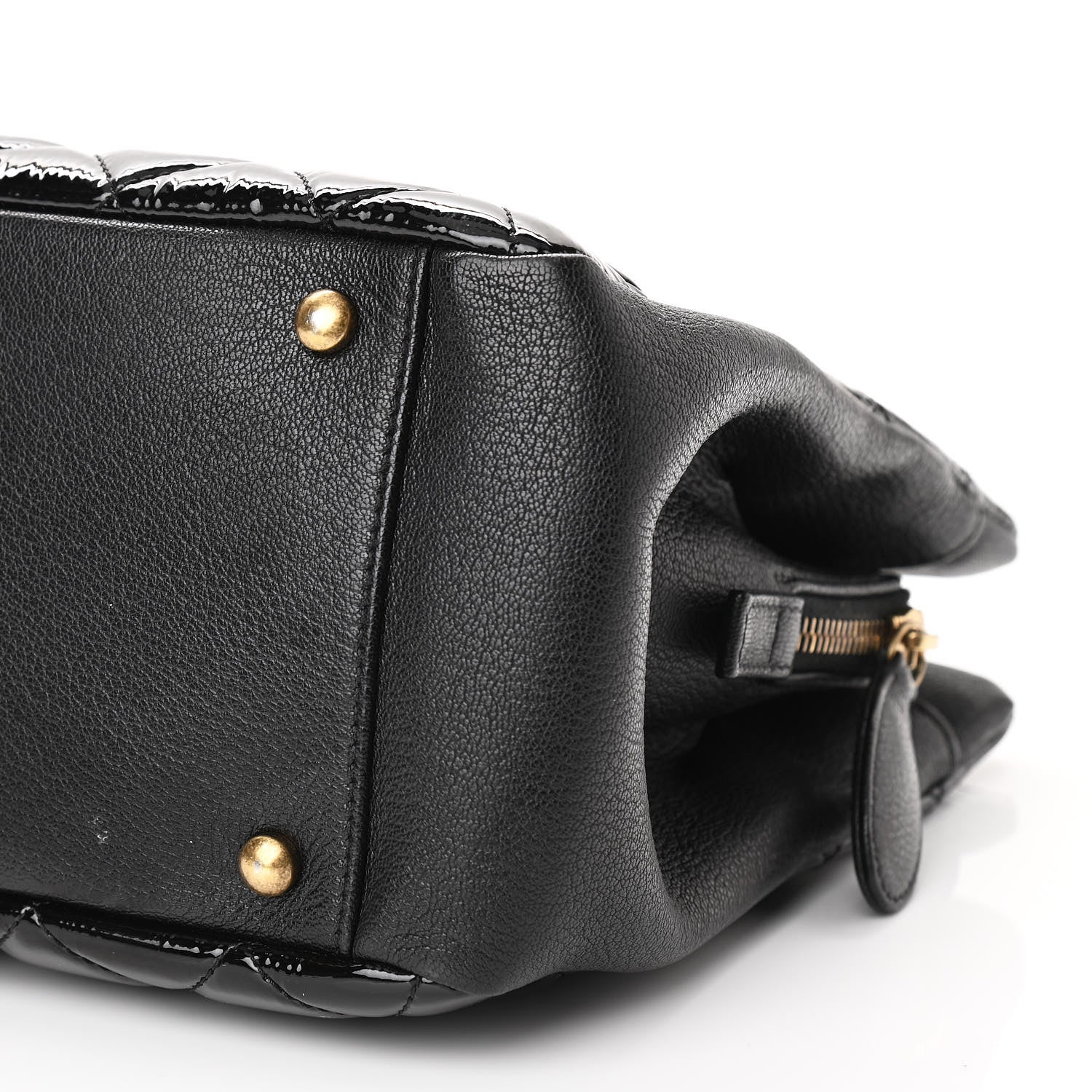Chanel Patent Goatskin Quilted Small CC Eyelet Tote Black 10 of 12