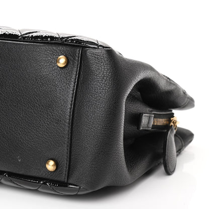 Chanel Patent Goatskin Quilted Small CC Eyelet Tote Black 10 of 12