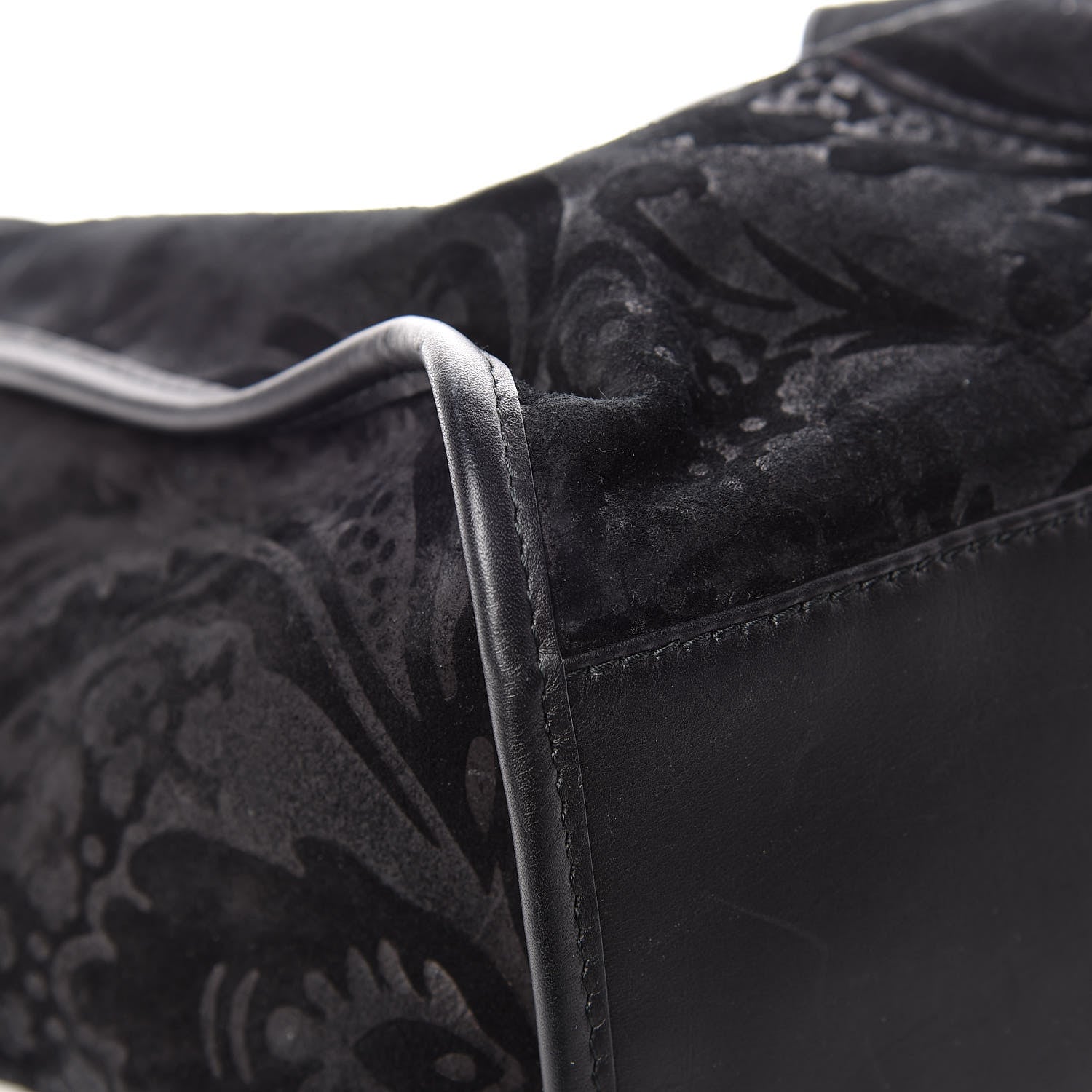 Gucci Nubuck Brocade Medium Soft Stirrup Shoulder Bag Black 5 of 15