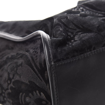 Gucci Nubuck Brocade Medium Soft Stirrup Shoulder Bag Black 5 of 15