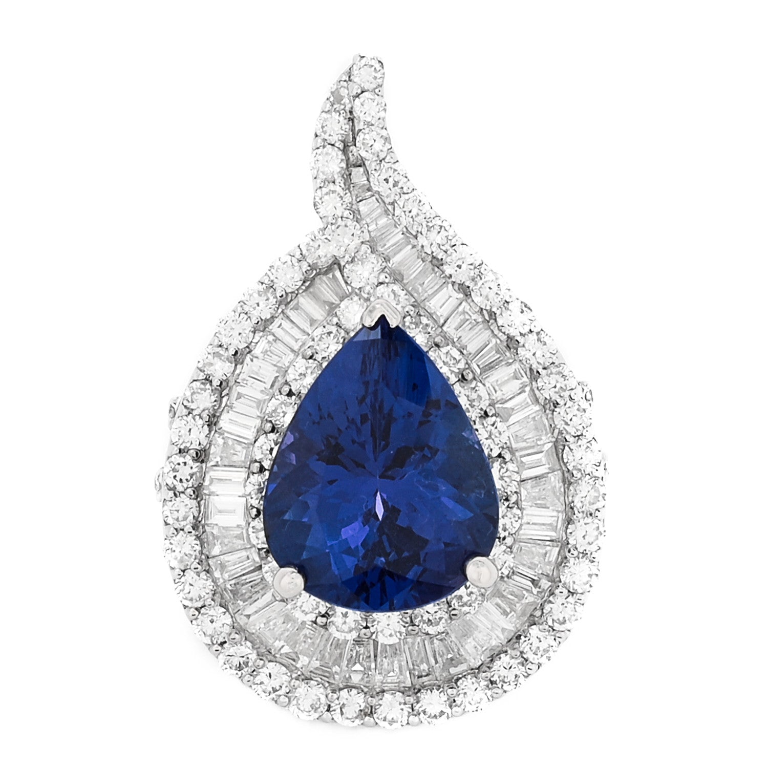 Parker & West by FASHIONPHILE 18K White Gold Diamond Tanzanite 3.64ctw Pear Cut Cocktail Ring 54 6.75 1 of 9