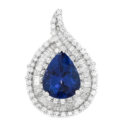 Parker & West by FASHIONPHILE 18K White Gold Diamond Tanzanite 3.64ctw Pear Cut Cocktail Ring 54 6.75 1 of 9