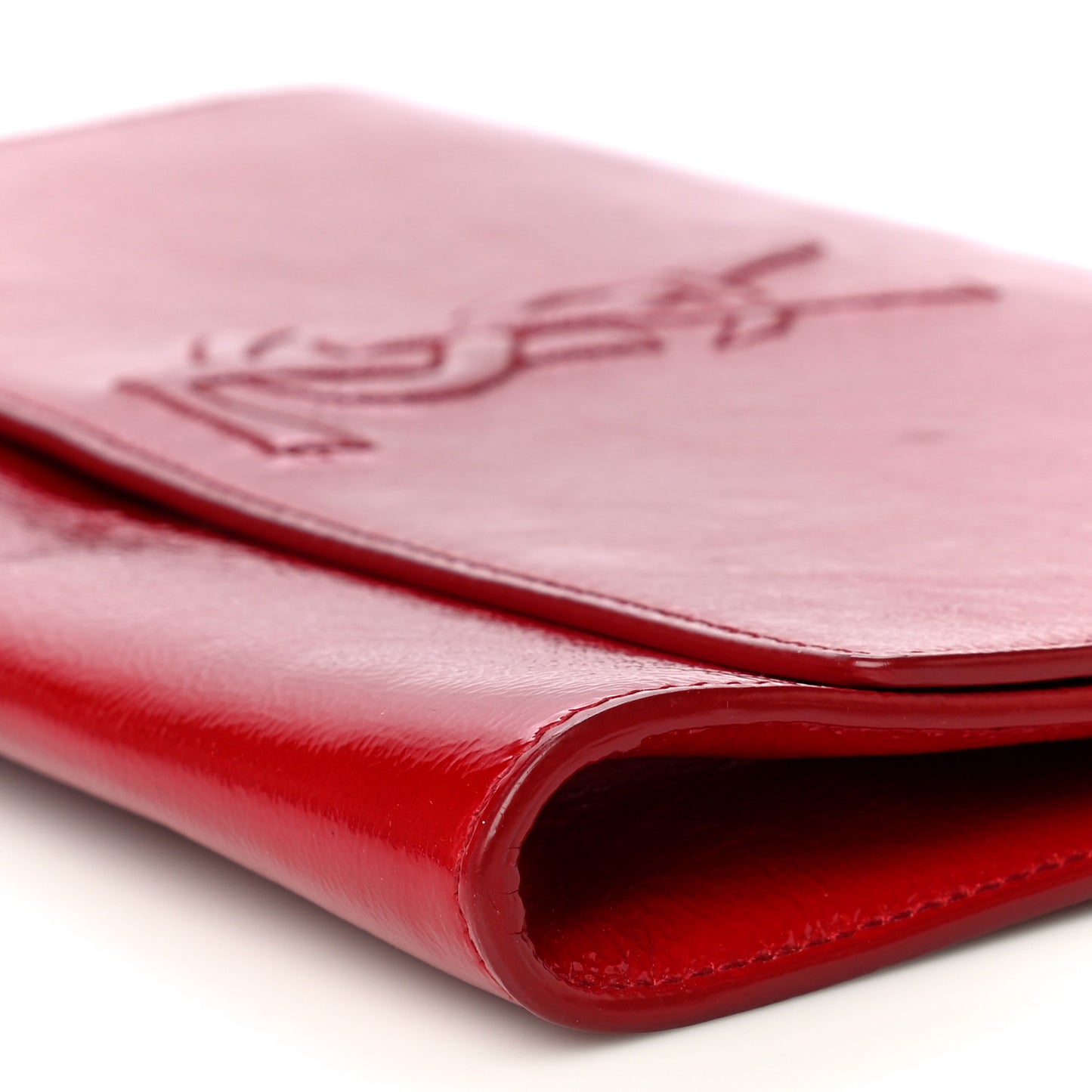 Textured Patent Monogram Large Belle De Jour Clutch Red