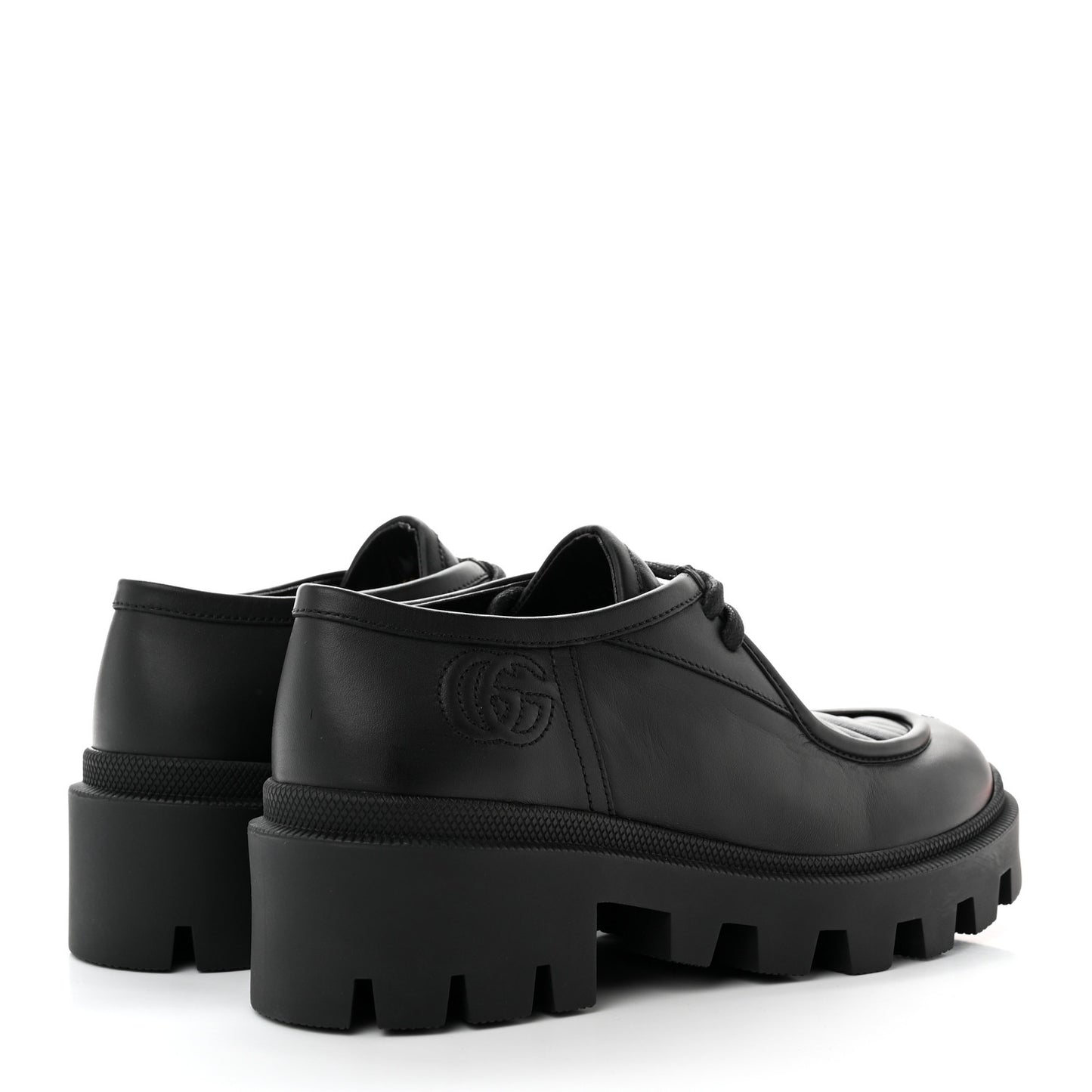 Calfskin Nappa Matelasse Lug Sole Derby Loafers 36.5 Black