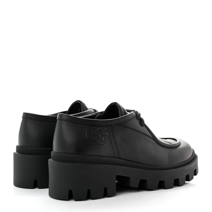 Gucci Calfskin Nappa Matelasse Lug Sole Derby Loafers 36.5 Black 4 of 8