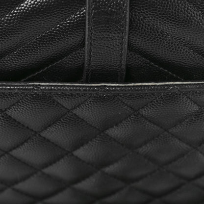 Saint Laurent Grain De Poudre Textured Mixed Matelasse Triquilt Medium Monogram Satchel Black 10 of 12