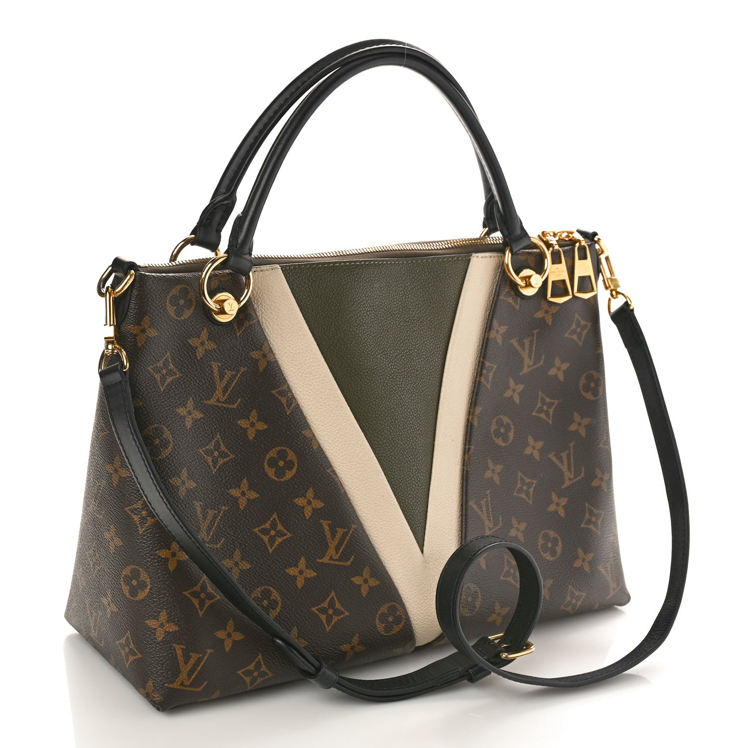 Louis Vuitton Monogram V Tote MM Khaki Cream 3 of 11