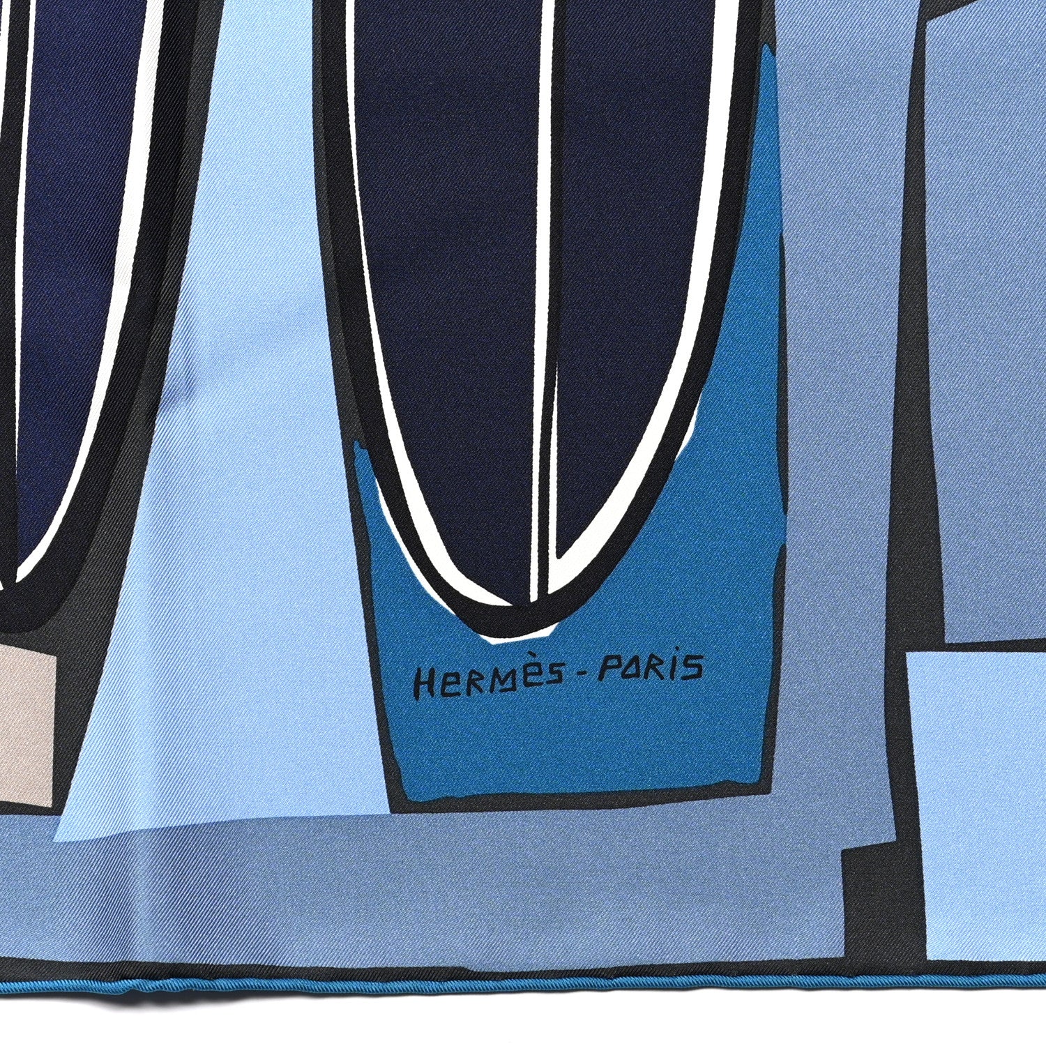 Hermes Silk Sea Surf and Fun Scarf 90 Anthracite Marine Jean 3 of 6