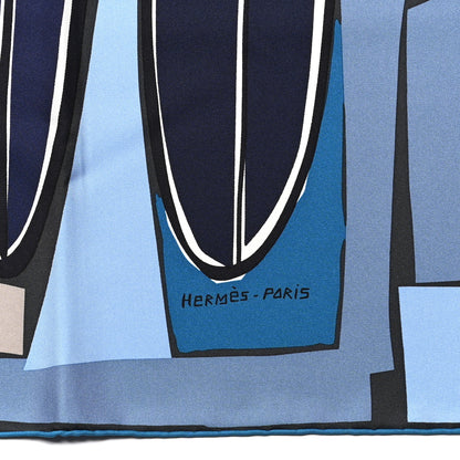 Hermes Silk Sea Surf and Fun Scarf 90 Anthracite Marine Jean 3 of 6