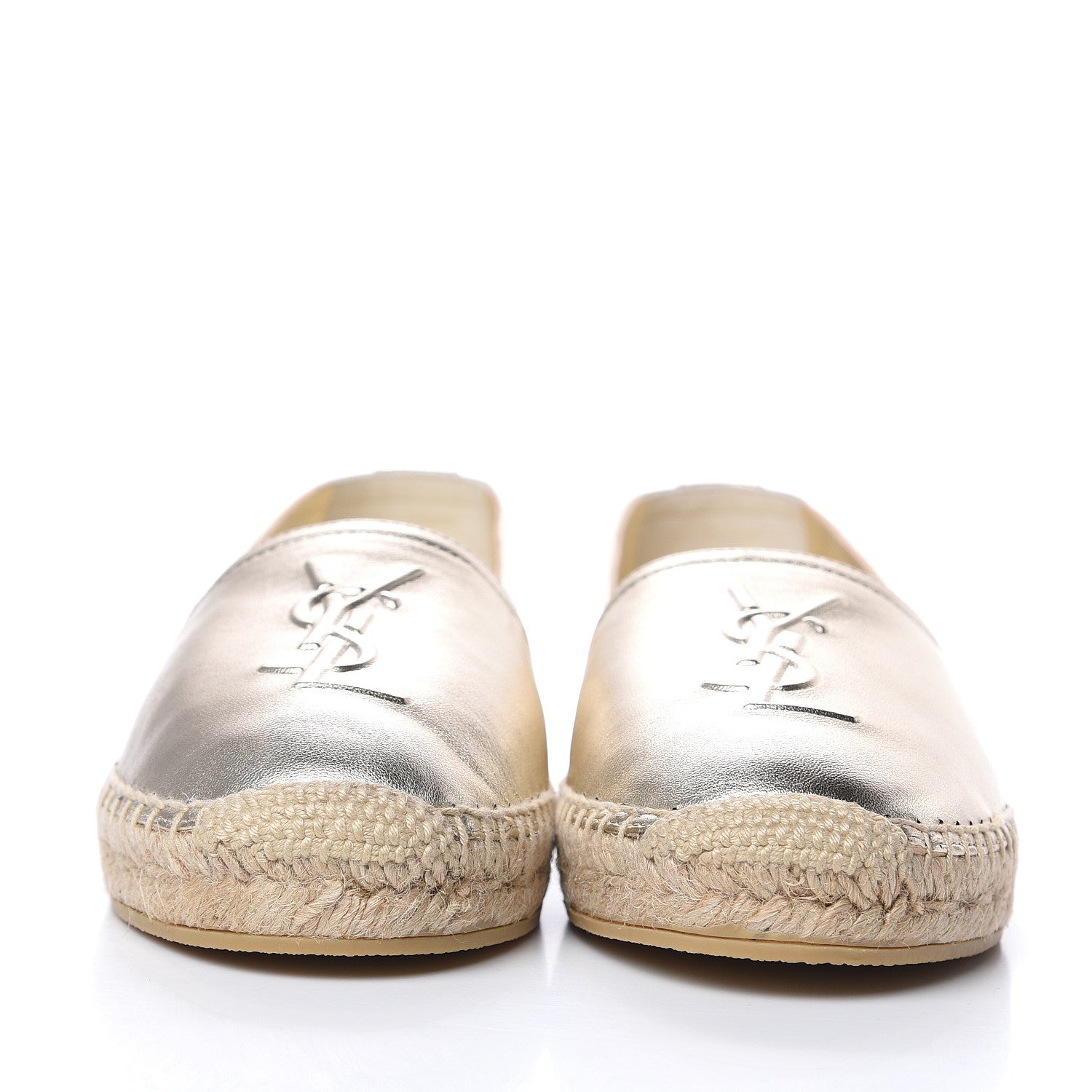 Saint Laurent Metallic Lambskin Monogram Espadrilles 38 Gold 2 of 9