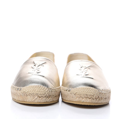 Saint Laurent Metallic Lambskin Monogram Espadrilles 38 Gold 2 of 9
