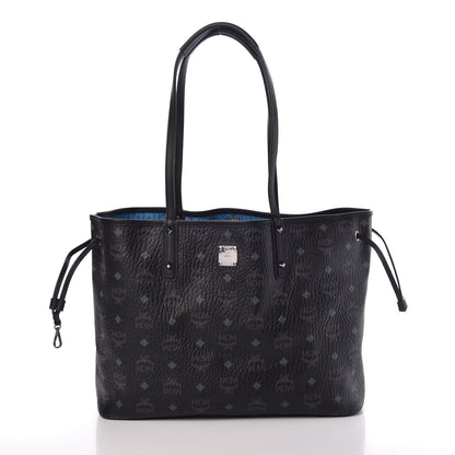 MCM Visetos Medium Anya Zip Top Shopper Tote Black 4 of 11