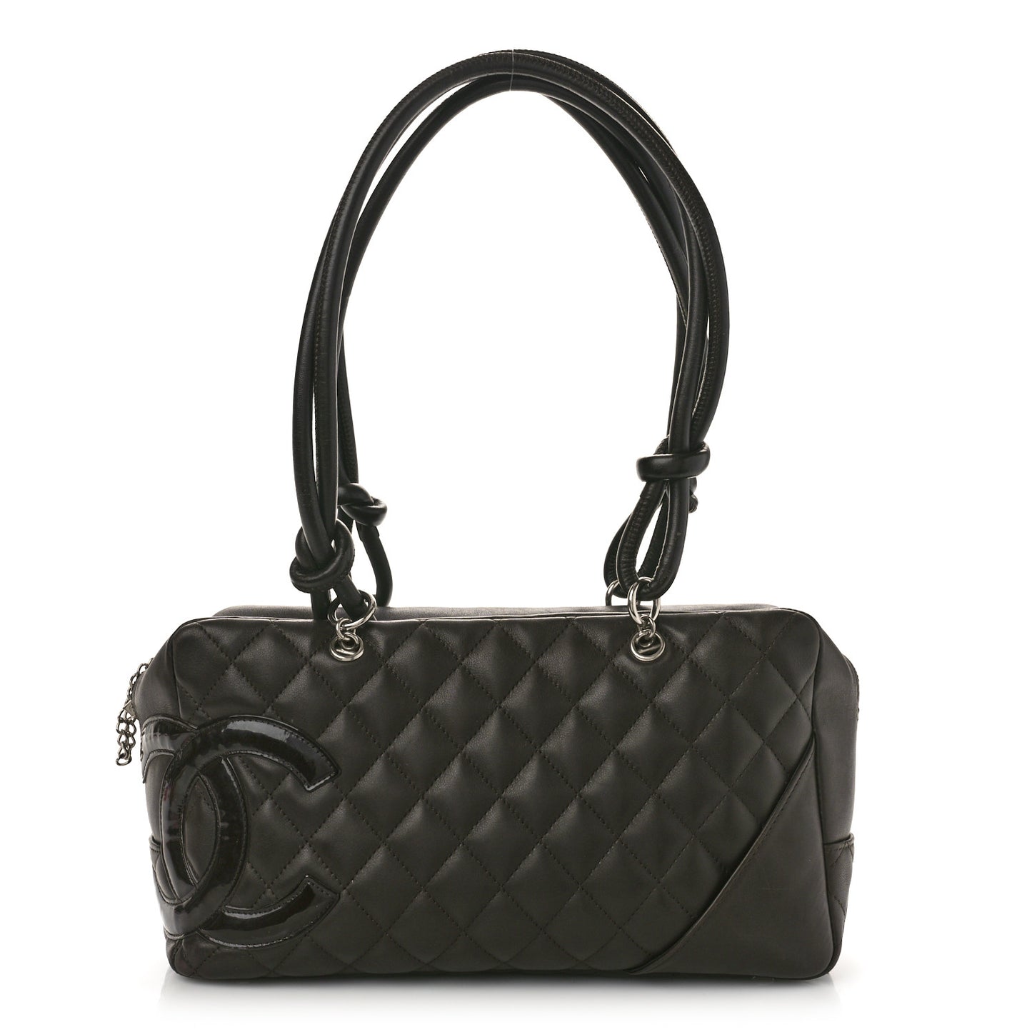 Calfskin Quilted Cambon Large Bowler Dark Brown