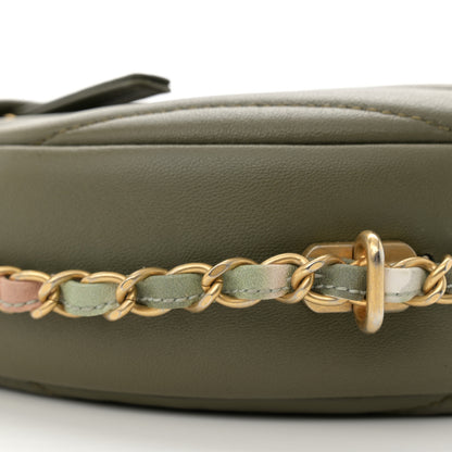 Chanel Lambskin Chevron Quilted Round Evening Bag Green 9 of 10