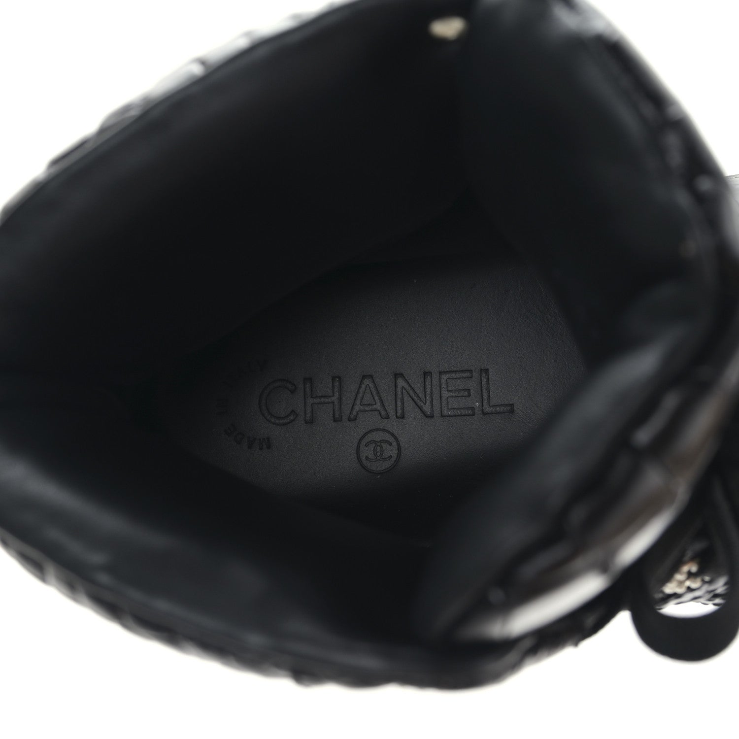 Chanel Calfskin Crocodile Embossed Cocodile High Top Sneakers 39 Black 7 of 8
