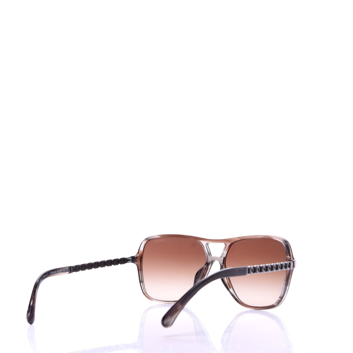Metal Calfskin CC Chain Pilot Sunglasses 5439-Q Brown