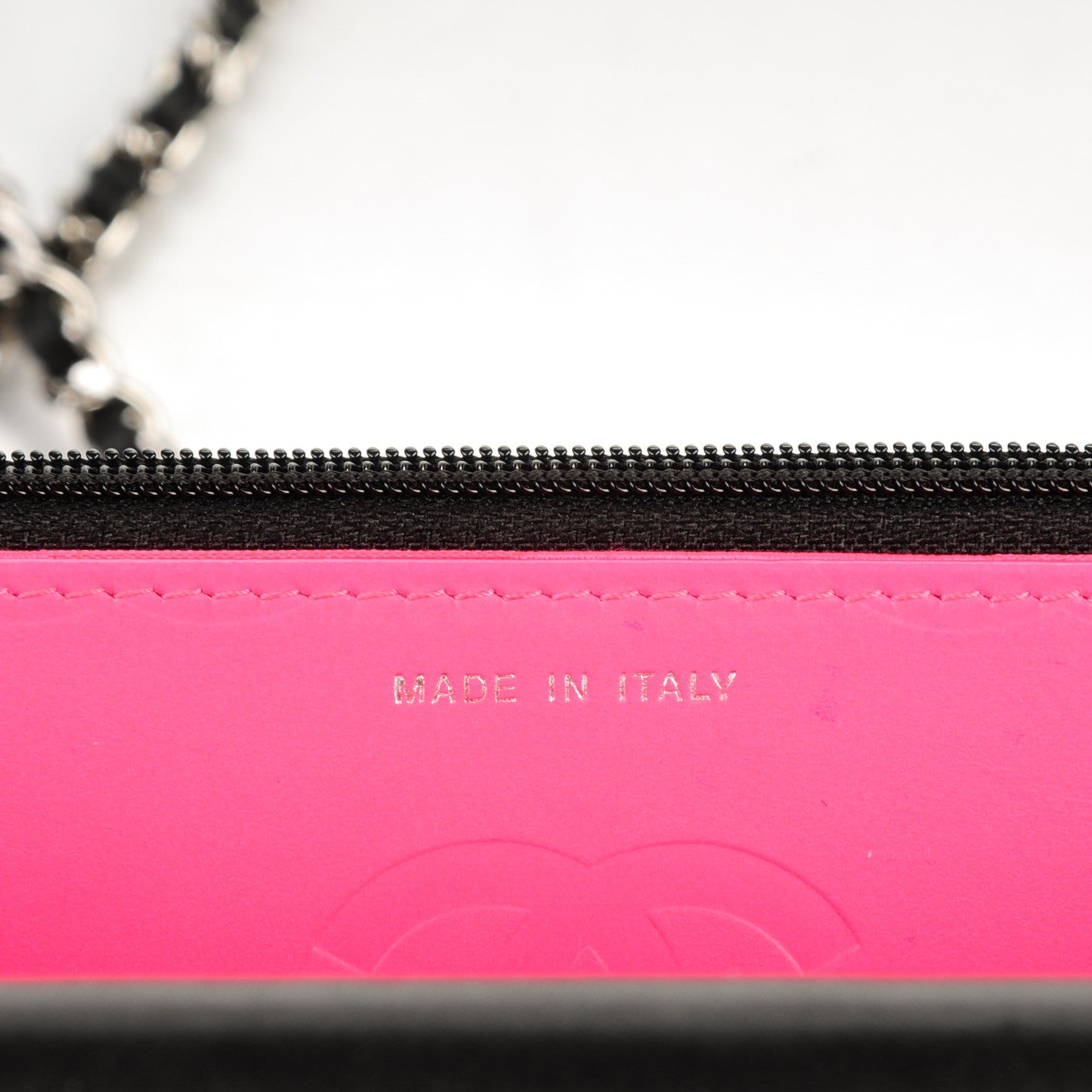 Calfskin Quilted Cambon Wallet On Chain WOC Black