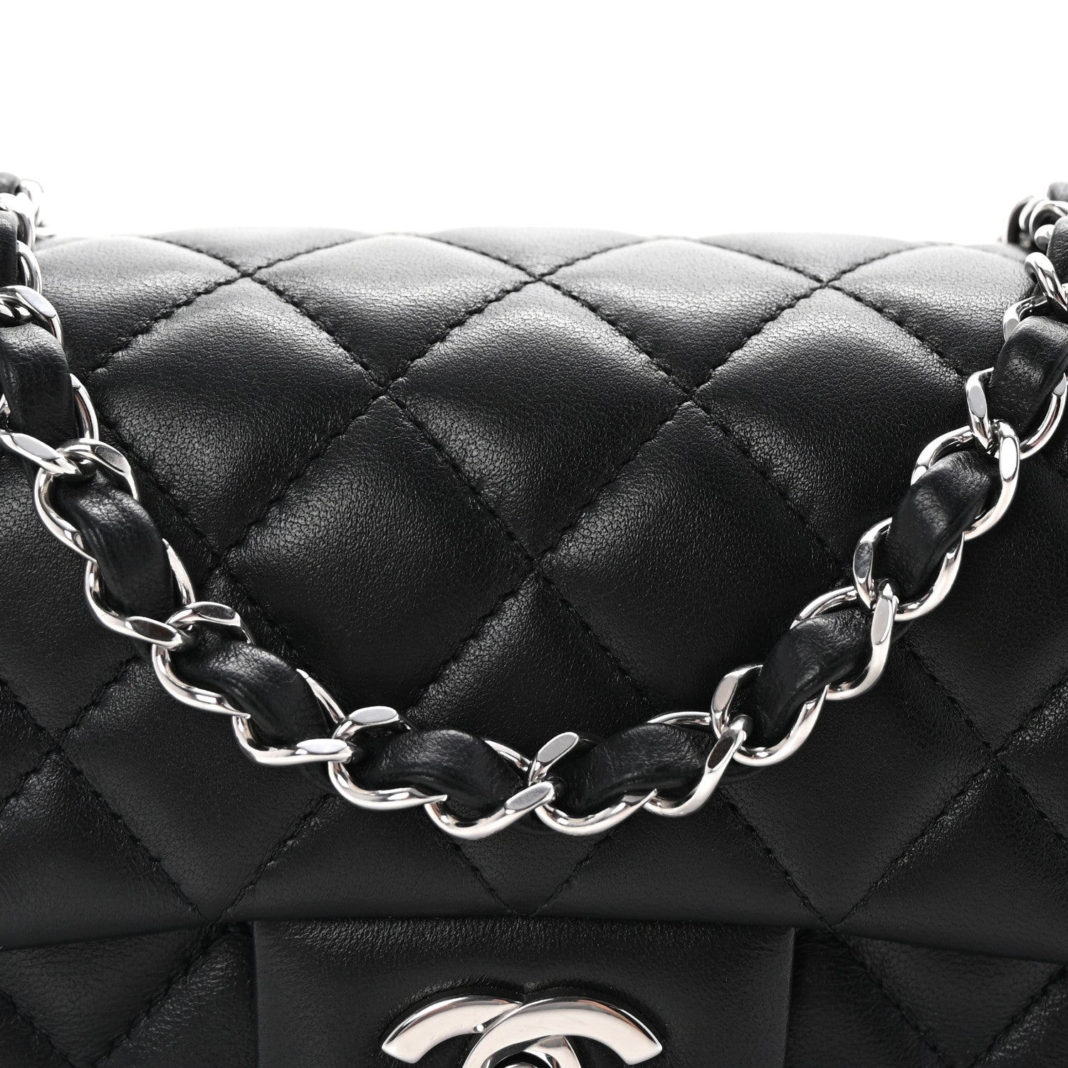 Chanel Lambskin Quilted Mini Rectangular Flap Black 8 of 10