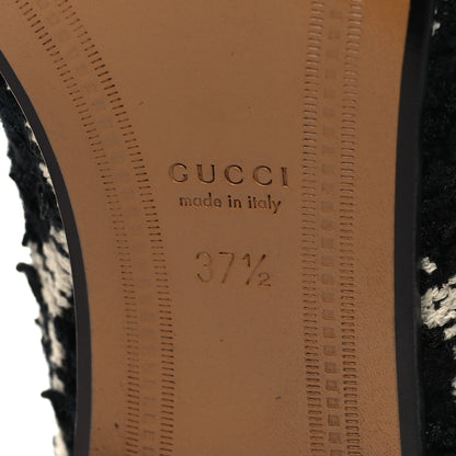 Gucci Tweed GG Monogram Horsebit Womens Jordaan Loafers 37.5 Black Natural 7 of 9