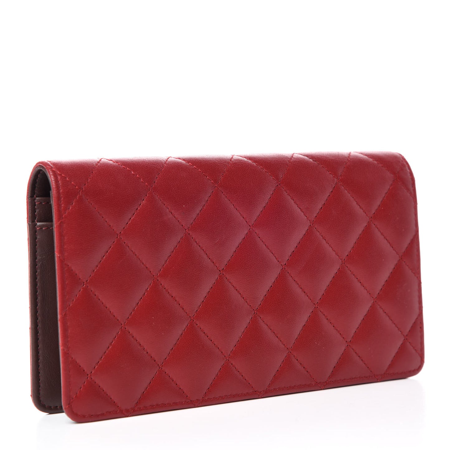 Lambskin Quilted Trendy CC Yen Wallet Red
