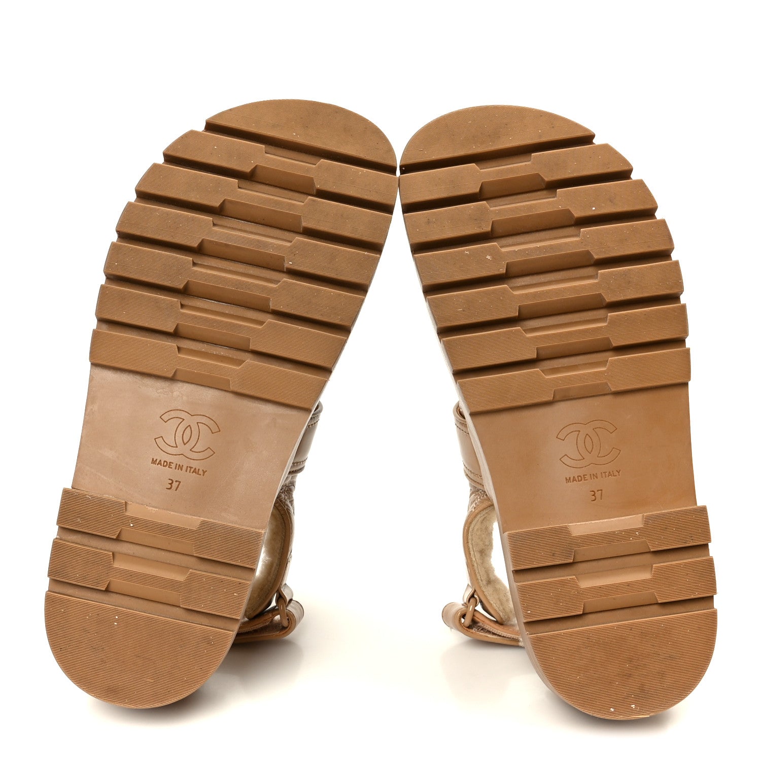 Chanel Crumpled Shiny Lambskin Shearling Quilted CC Slingback Mule Sandals 37 Dark Beige 6 of 9