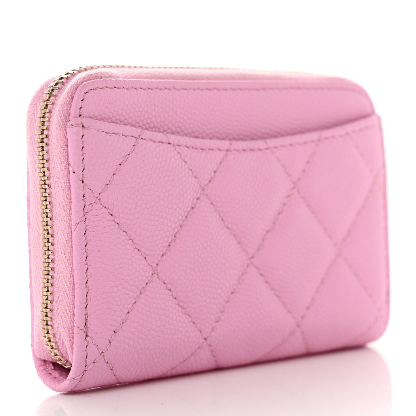Caviar Quilted Zip Coin Purse Pink