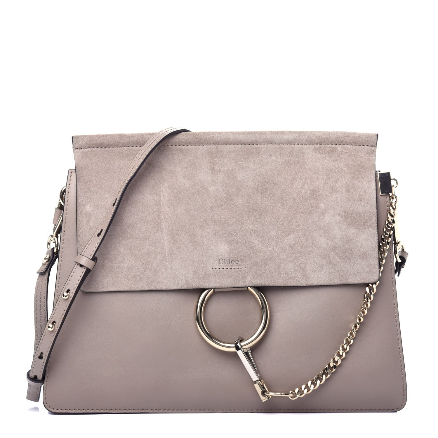 Chloe Calfskin Suede Medium Faye Shoulder Bag Motty Grey 1 of 10