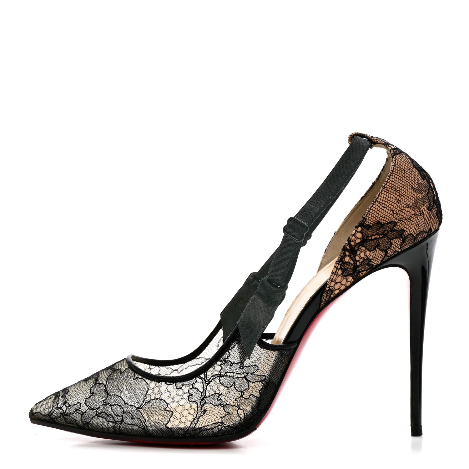 Christian Louboutin Nappa Patent Chantilly Lace Hot Jeanbi 100 Pumps 39.5 Black 1 of 11