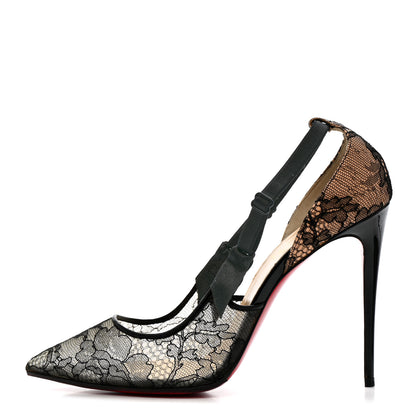 Christian Louboutin Nappa Patent Chantilly Lace Hot Jeanbi 100 Pumps 39.5 Black 1 of 11