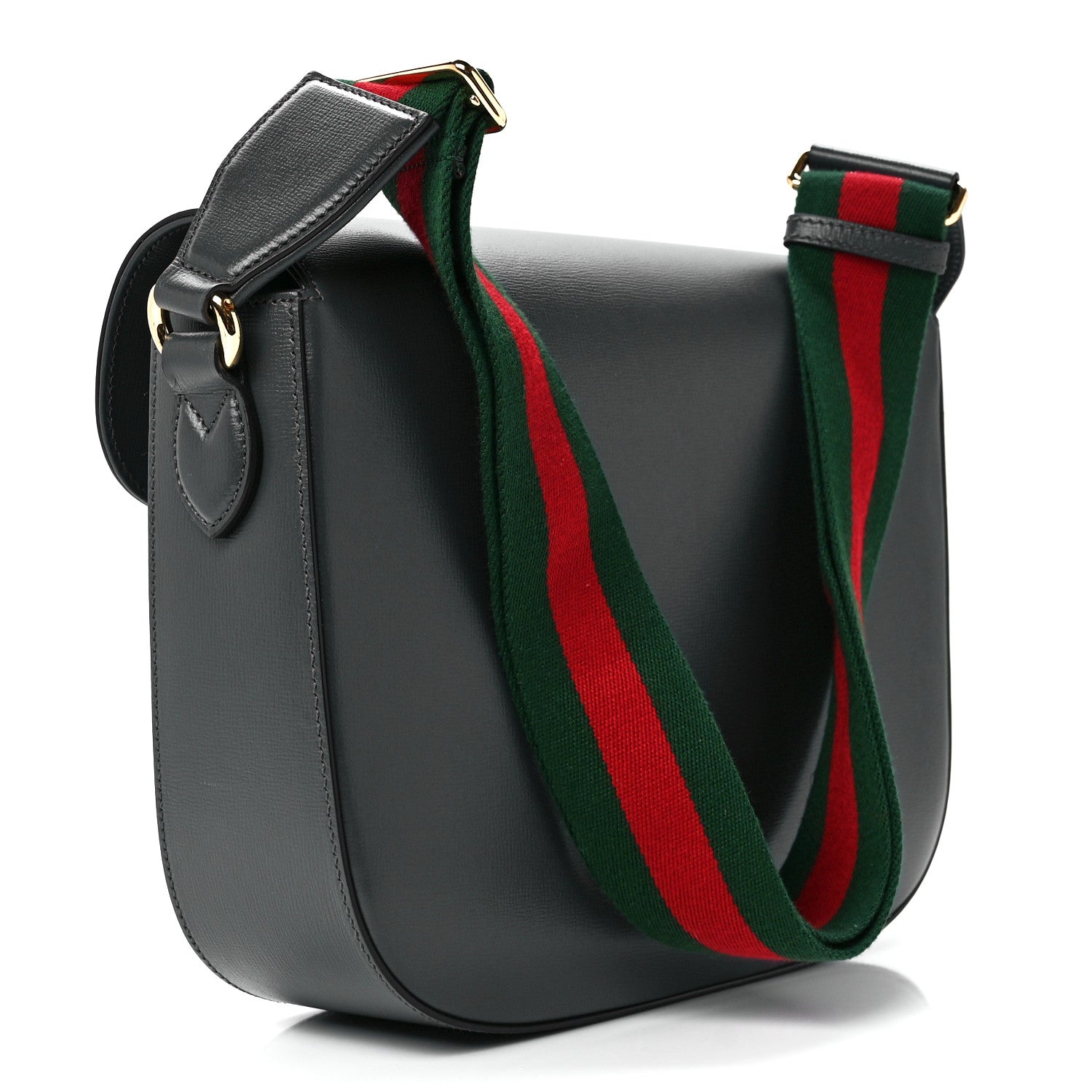 Gucci Azalea Calfskin Web Horsebit 1955 Shoulder Bag Graphite Grey 3 of 11