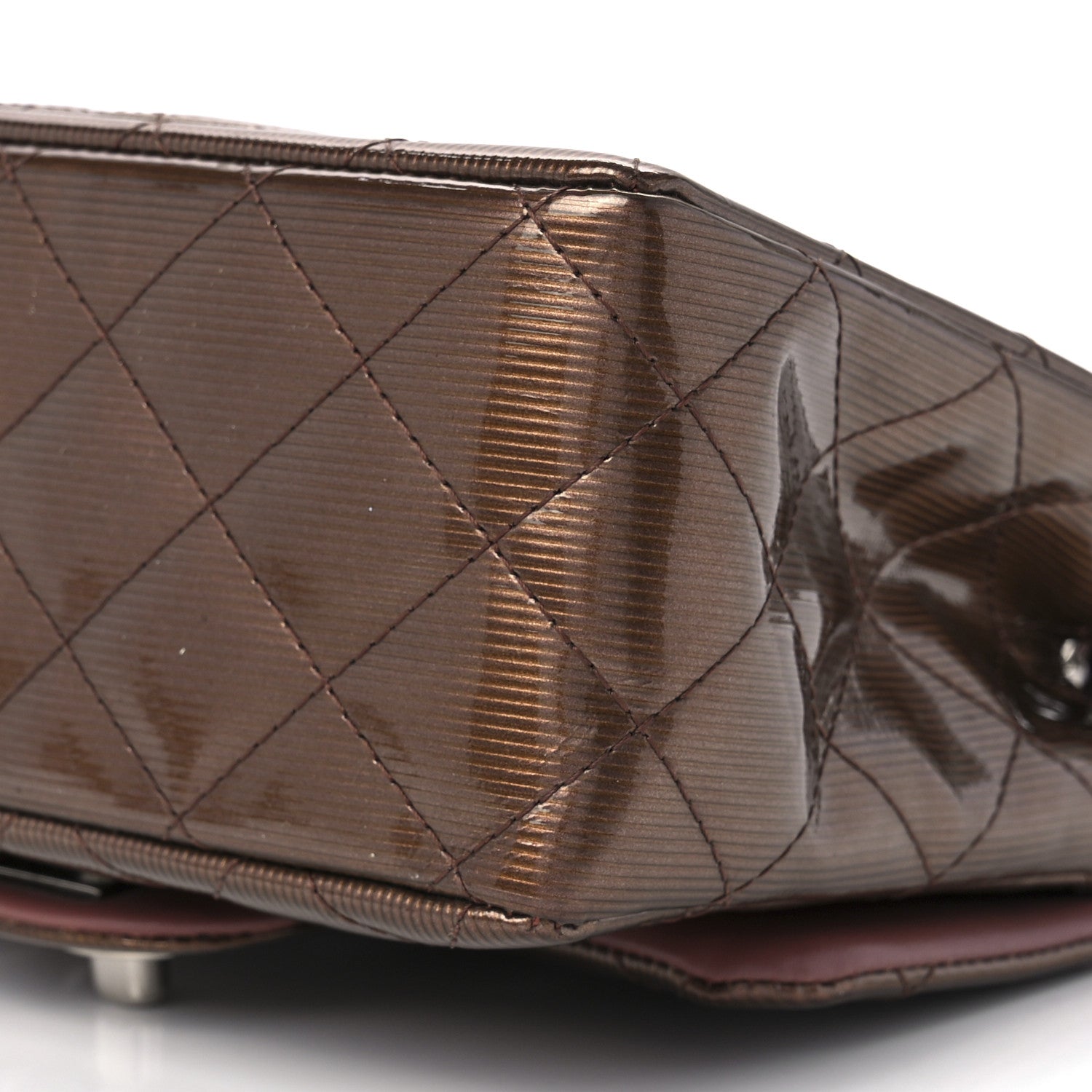 Chanel Striated Patent Quilted Mini Square Flap Pink 12 of 14