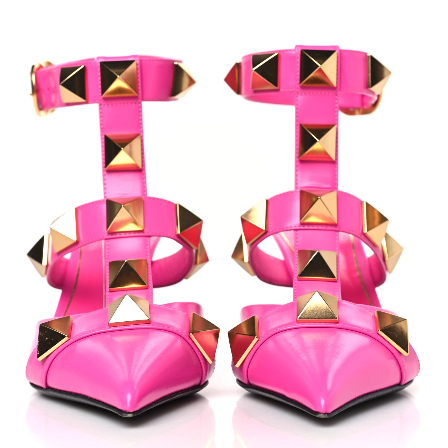 Valentino Garavani Calfskin Roman Stud Ankle Strap 80mm Pumps 38 Pink 2 of 10