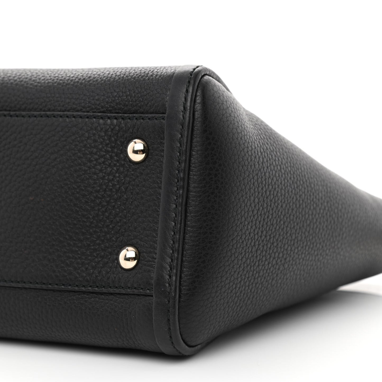 Pebbled Calfskin Small Soho Top Handle Bag Black