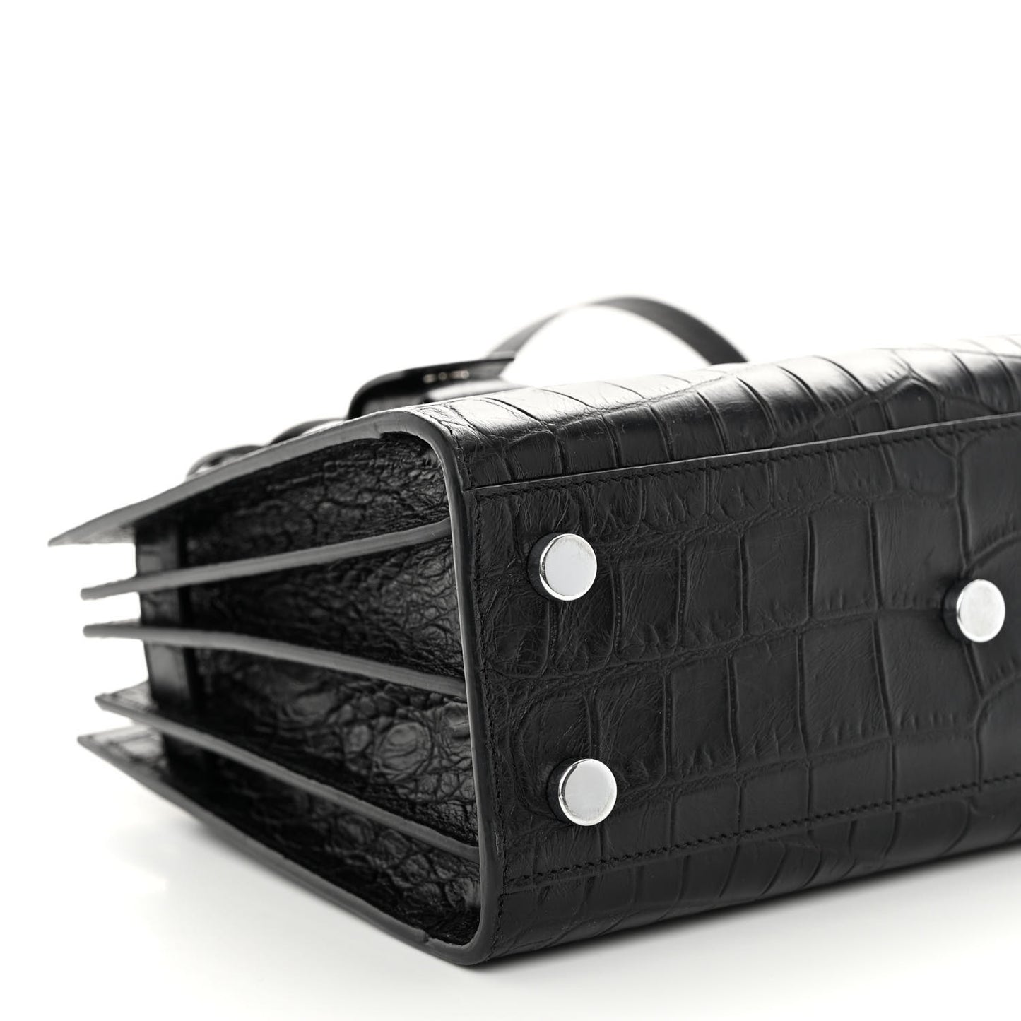 Calfskin Crocodile Embossed Nano Sac De Jour Black