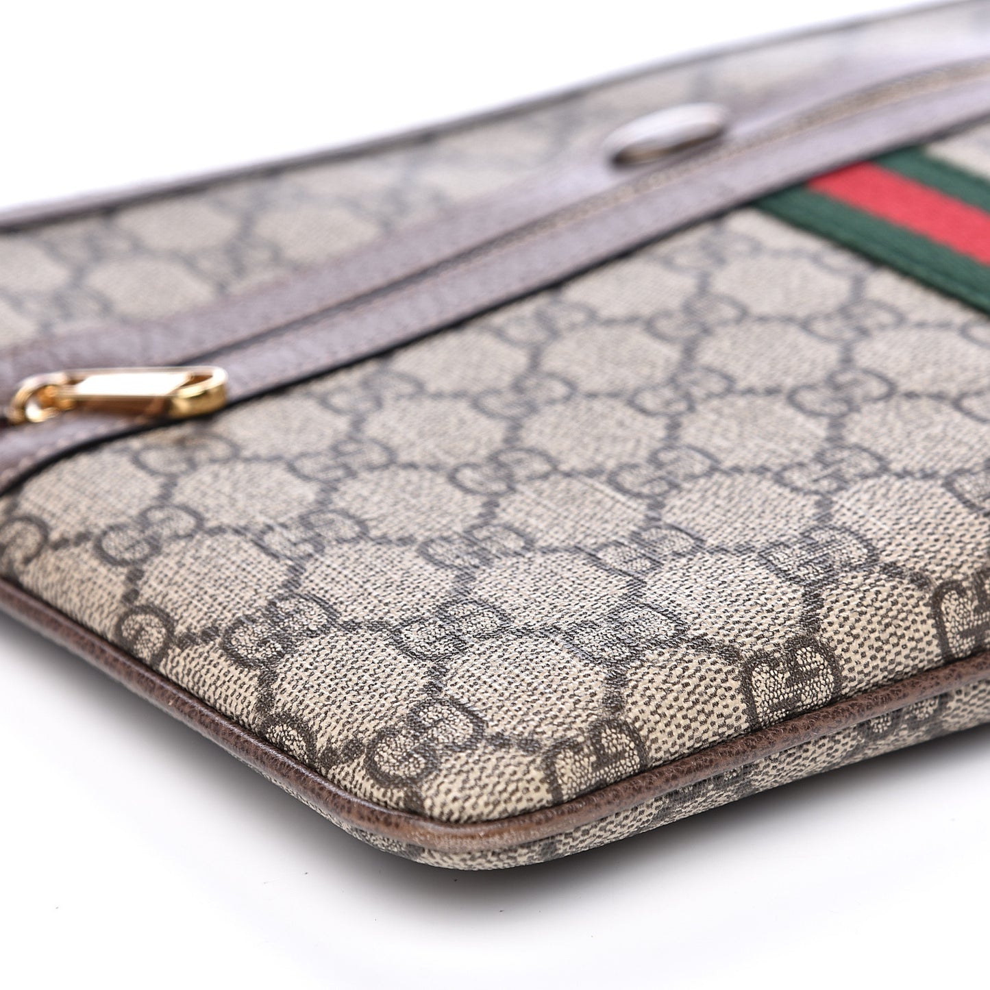 GG Supreme Monogram Large Ophidia Pouch Clutch Brown