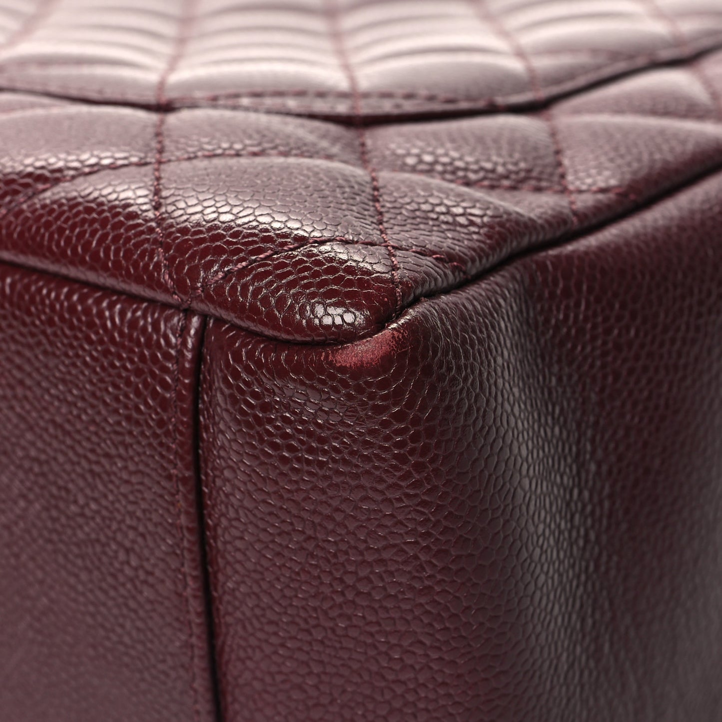 Caviar Quilted Grand Shopping Tote GST Dark Burgundy