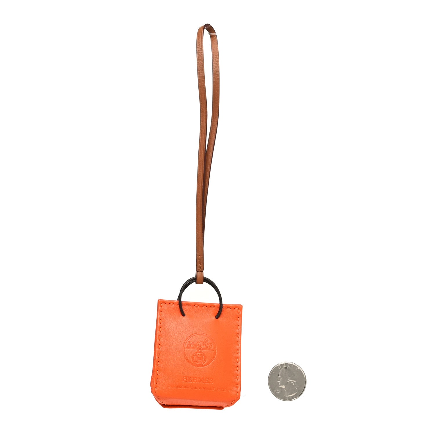 Hermes Milo Lambskin Swift Shopping Bag Charm Feu Gold 2 of 3
