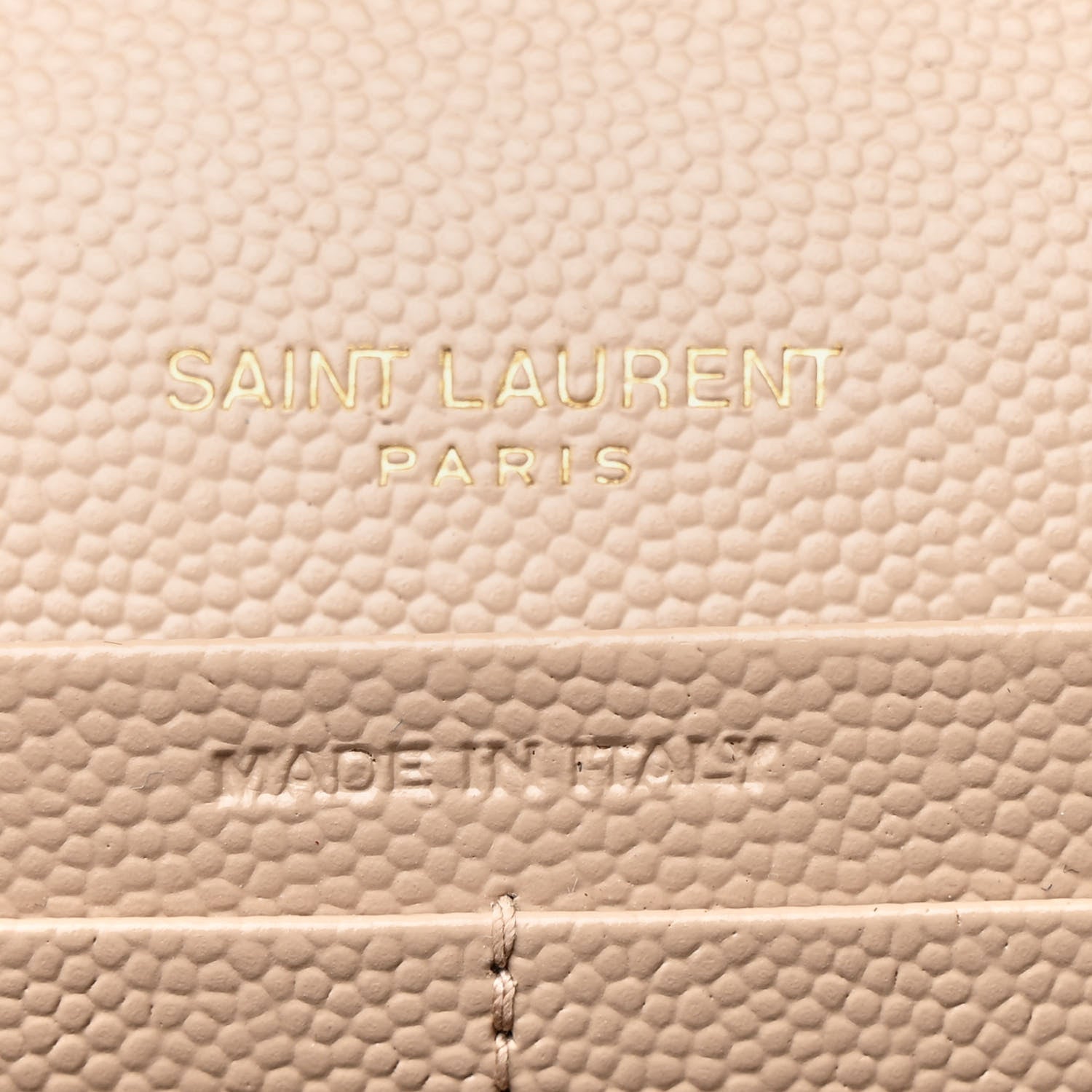 Saint Laurent Grain De Poudre Mixed Matelasse Triquilt Monogram Chain Wallet Dark Beige 7 of 11