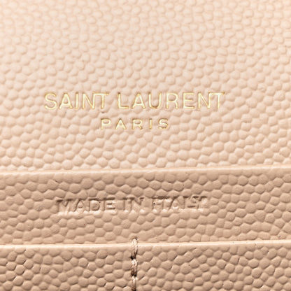 Saint Laurent Grain De Poudre Mixed Matelasse Triquilt Monogram Chain Wallet Dark Beige 7 of 11