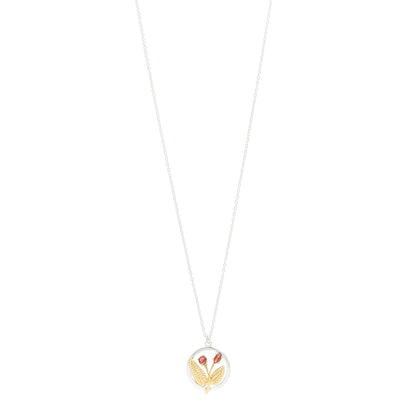 Tiffany Sterling Silver 18K Yellow Gold Garnet Leaf Pendant Necklace 1 of 5